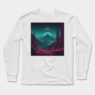 UFO Chronicles Podcast - UFO Glitch Artwork V11 Long Sleeve T-Shirt
